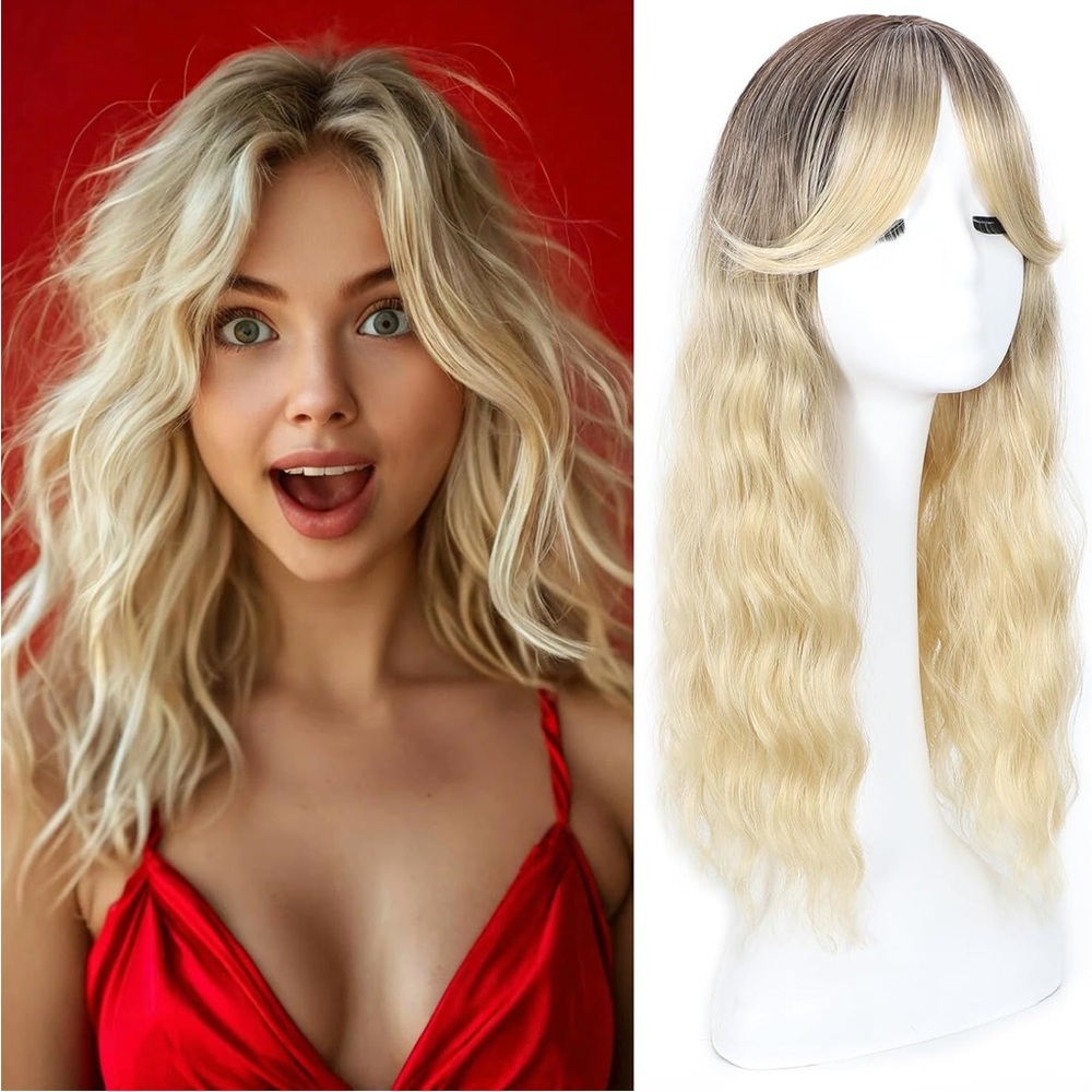 20'' Long Wavy Hair Topper synthetic 360° Full Cover Natural Fluffy Topper